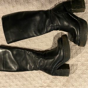 Vintage Destroy Knee High platform black boots Y2K size 38